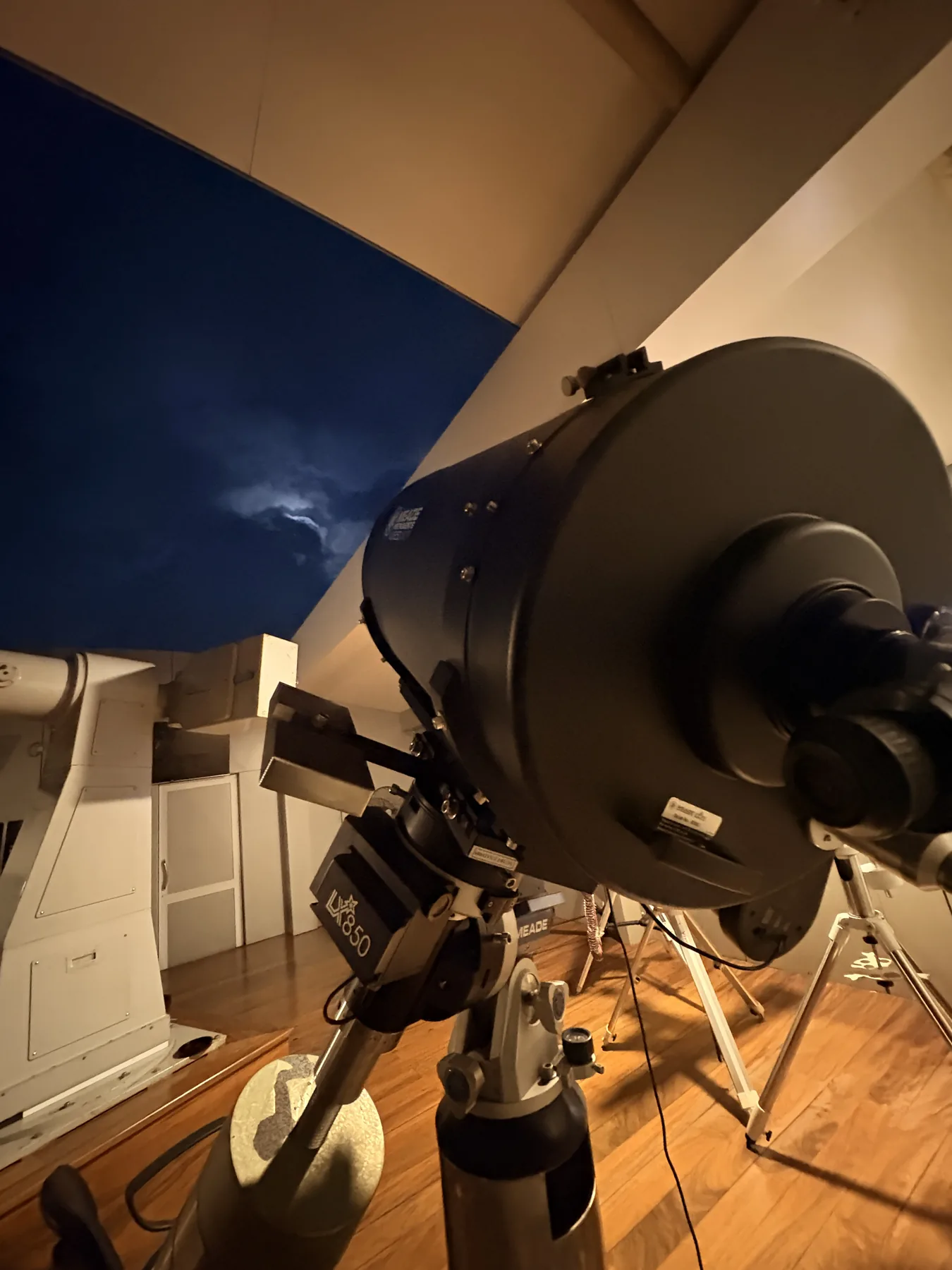 A telescope inside an astronomical observatory