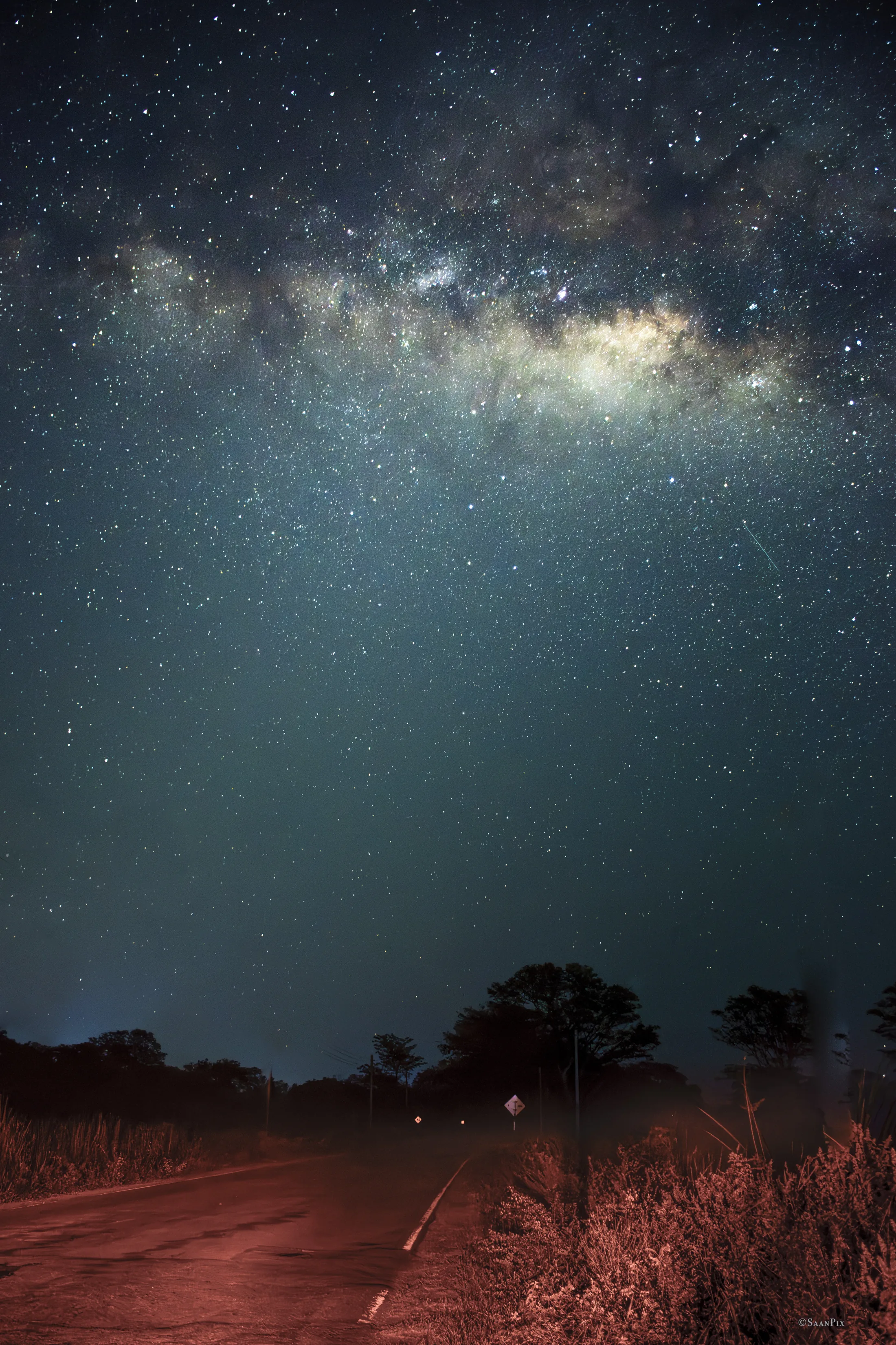 The Milky Way above a quiet road