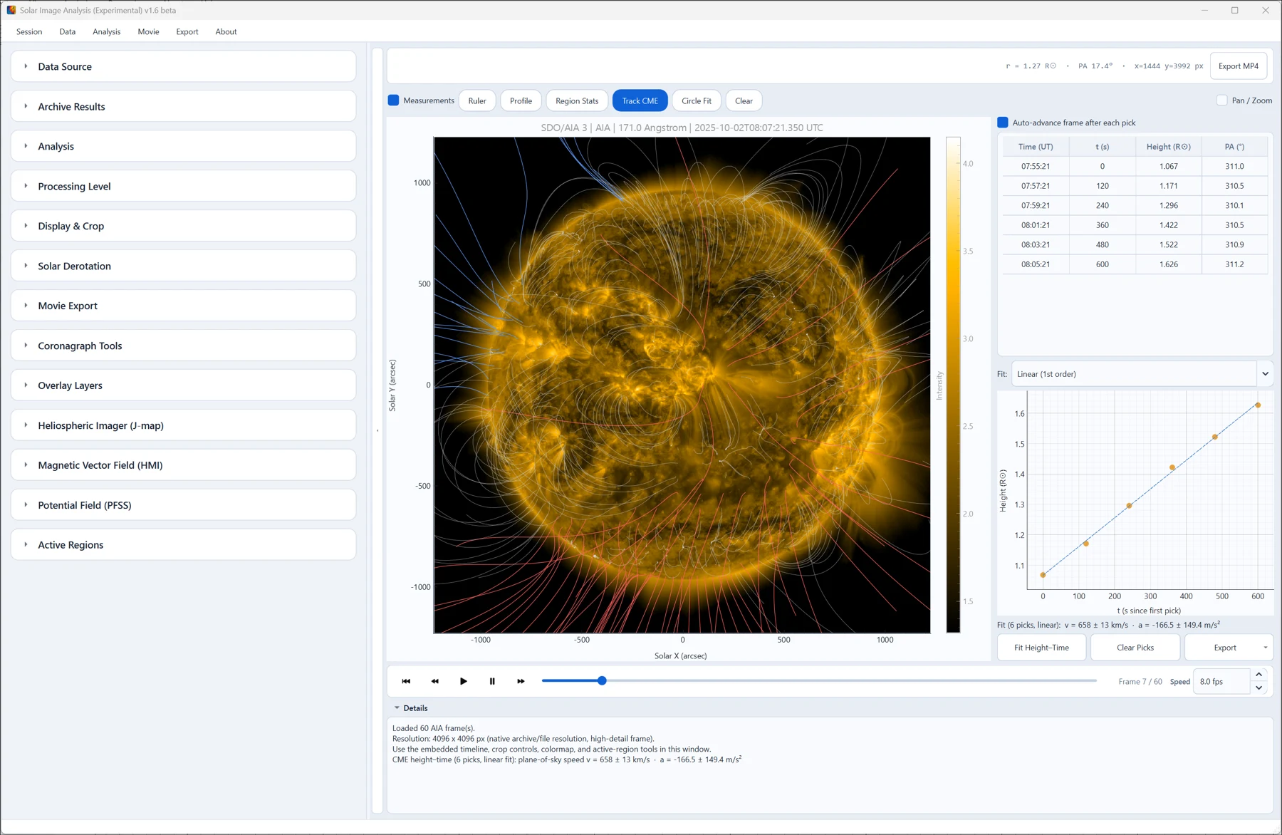 Solar image analysis in e-CALLISTO FITS Analyzer