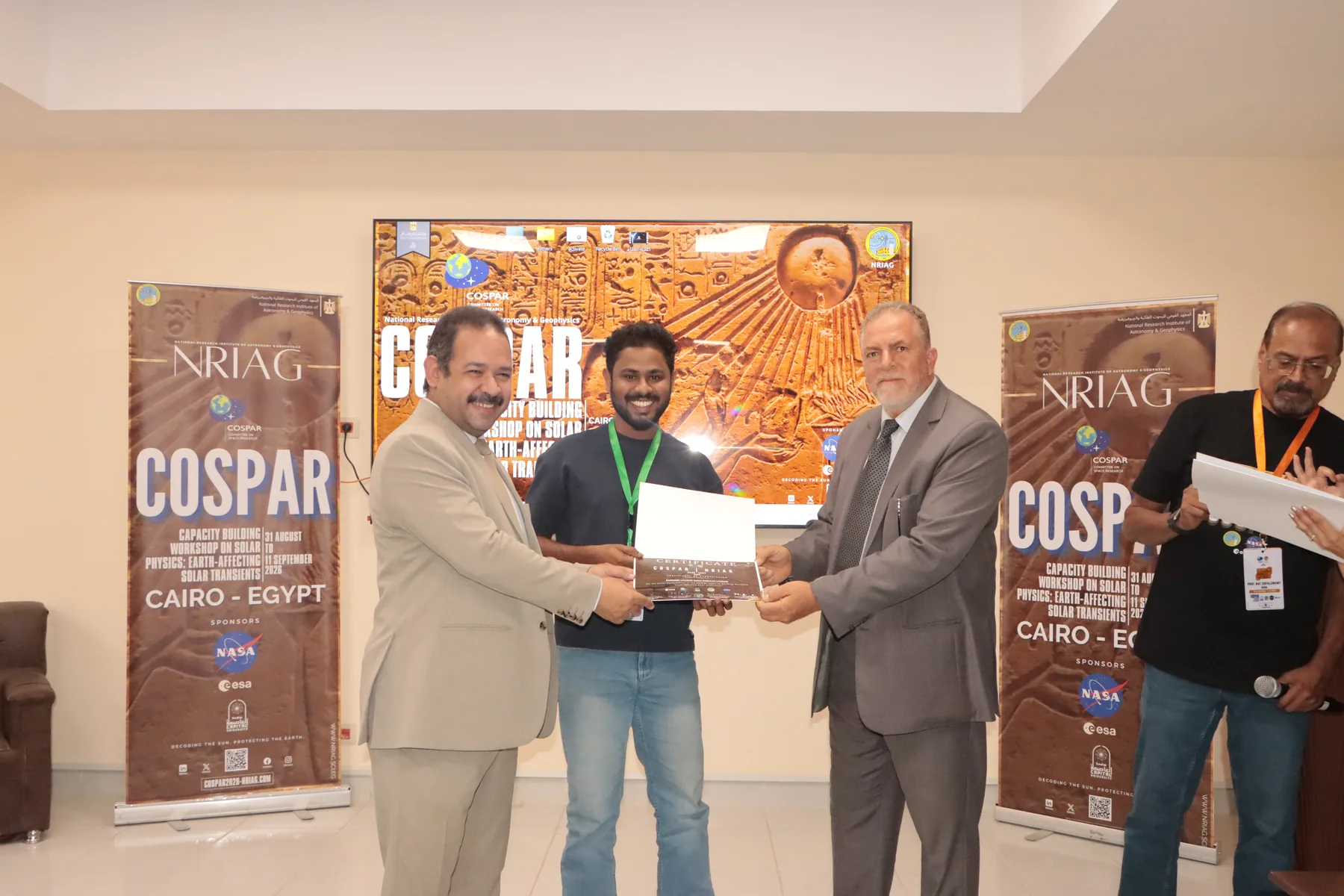 Certificate presentation at the COSPAR 2026 workshop in Cairo